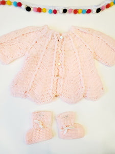 Cardigan fille en tricot - confectionné à la main - 6/12 mois