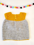 Robe à manches courtes fille en tricot confectionnée à la main - 6/12 mois