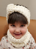 Bandeau et cache-cou fille en tricot - confectionné à la main - 2/4 ans - NEUFS
