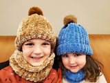Tuque et cache-cou en tricot Caramel - confectionné à la main - 2/5 ans - NEUFS